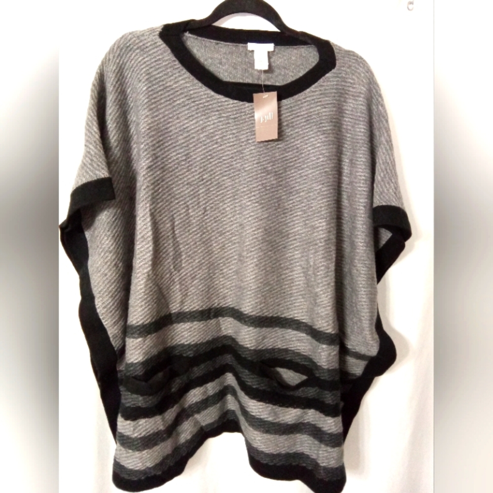 NWT Wool Sweater Cardigan Poncho Sleeveless Wrap Pockets Casual Office One Size